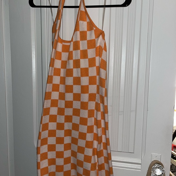 Dresses & Skirts - Orange and White Checkered Halter Dress